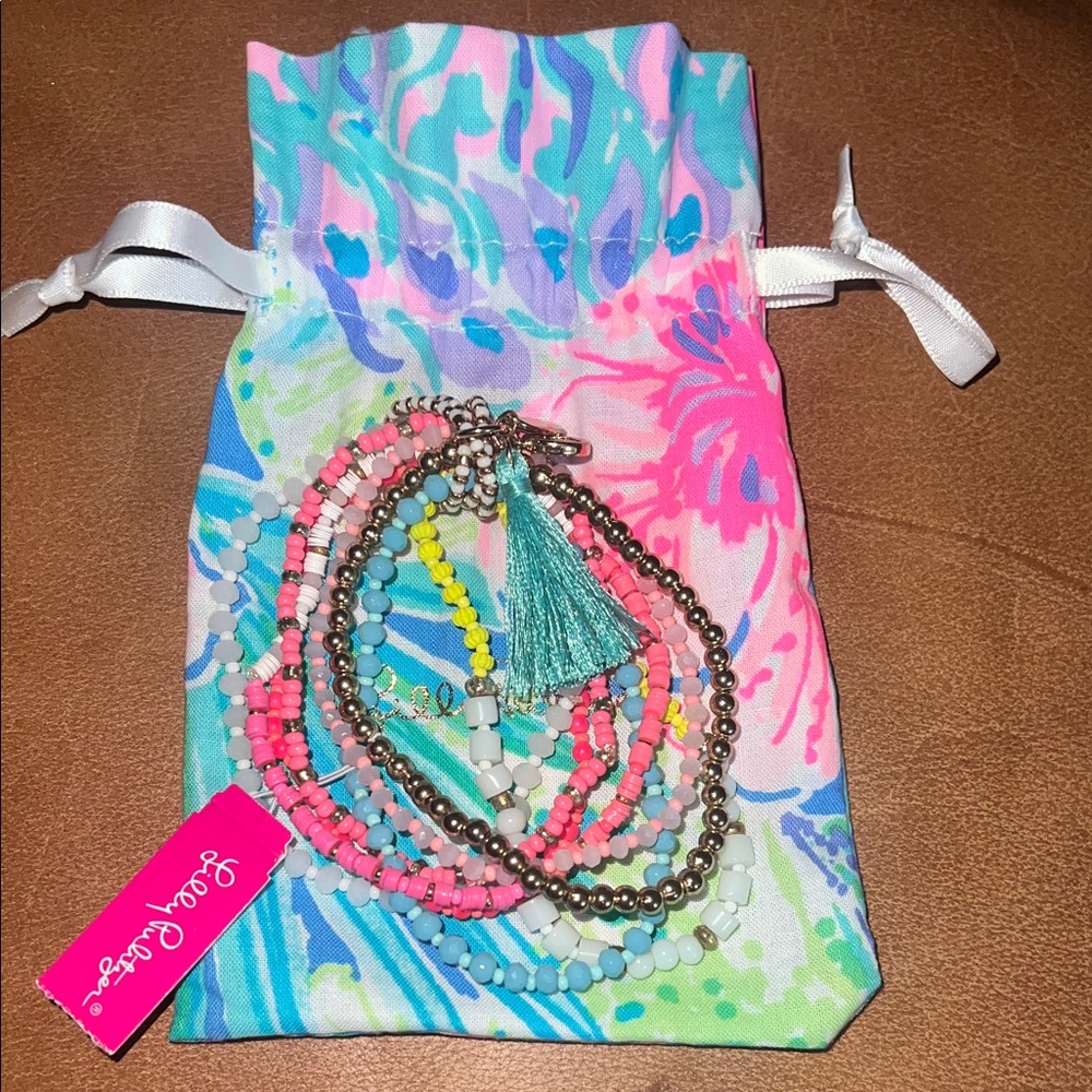 Colorful Beaded Bracelet Set with Pouch